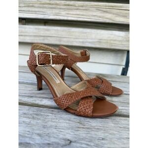Diane Von Furstenberg Brown‎ Leather Woven Dressy Strappy Heels Sandals Size 7